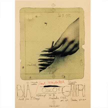 石版画，1972年在奥斯陆Bla画廊举办的“保罗·温德利希石版画展”海报，装裱于带裱板的玻璃框内，框