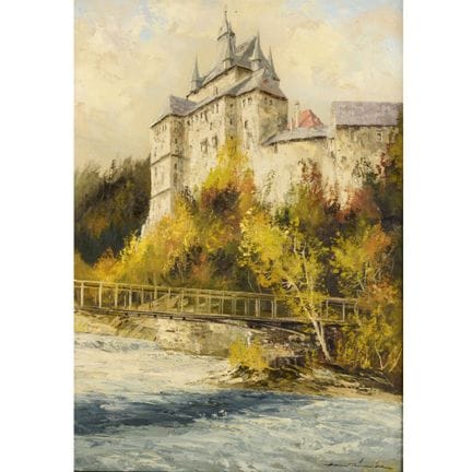 Huile sur toile, CHÂTEAU DE KRIEBSTEIN, vue sur le