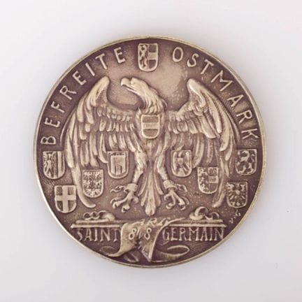 Silver, obverse: Map of German-Austria, from which