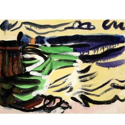 Aquarelle et gouache sur papier, PAYSAGE EN BORD D