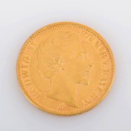 900 gold (approx. 8 g), obverse: portrait of Ludwi