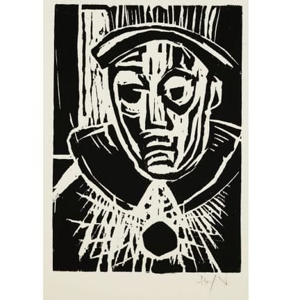 Gravure sur bois sur papier, « ALTER CLOWN », sign