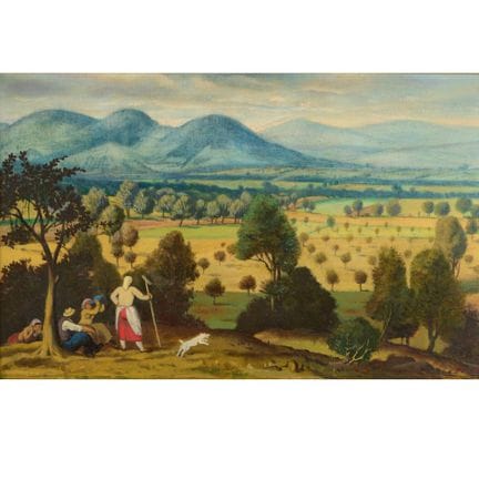 Huile sur contreplaqué, PAYSAGE DE BOHÊME (1941), 