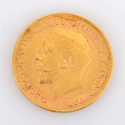916 gold (approx. 8 g), United Kingdom, obverse: p