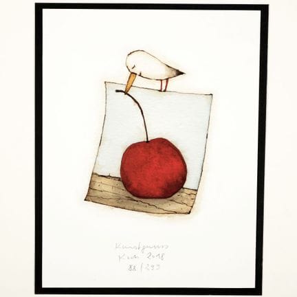 Estampe d'après un dessin à la plume aquarellé, KU
