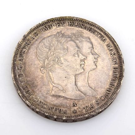 Silver, Austrian Empire; obverse: side-by-side por