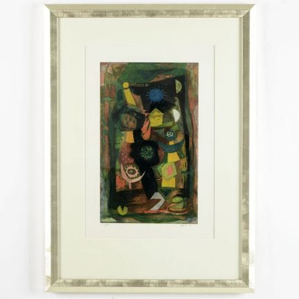 Gravure à l'aquatinte en couleur, « SOLEIL BLEU DA
