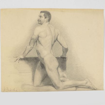 Two pencil drawings on paper, NUDE MEN, academic d