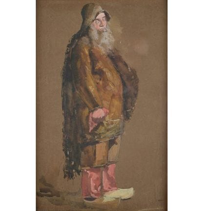 Aquarelle et gouache, « ALTER FISCHER », pêcheur h