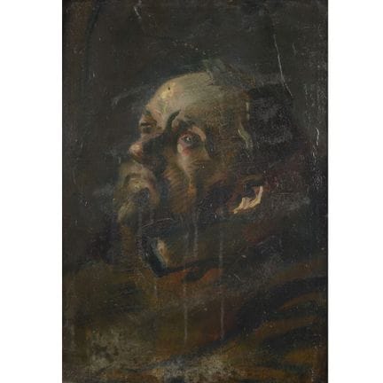 Huile sur carton à peindre, TÊTE D'HOMME AU REGARD