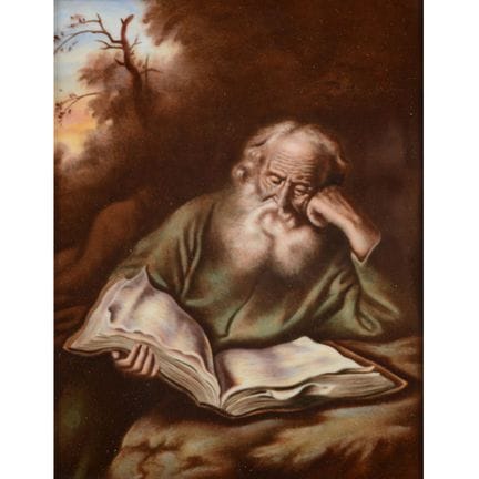 罗森塔尔公司出品，长方形画板，绘有一位沉思的隐士，画工极为精细，取材自萨洛蒙·科宁克斯（1609-1