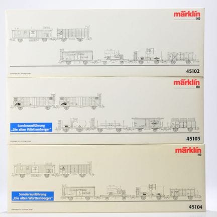 H0轨距，包含：45102、45103和45104，Gieslinger Steige货运车厢套装，