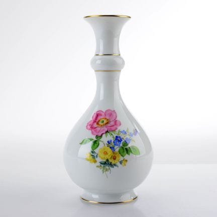 迈森，剑形标志，第一类，1948年后，球形器身，带外扩底座，高耸的颈部带有节状突起，器壁饰有“多彩花