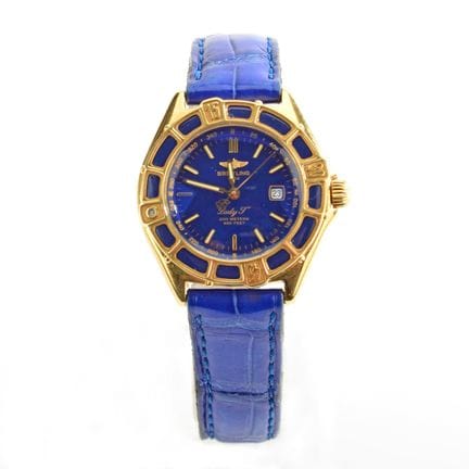 百年灵（BREITLING）公司，Lady J 型号，表壳和表圈为黄金材质（不含表带及针扣的毛重约4