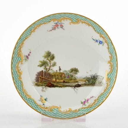 Meissen, sword mark, First Edition, turquoise diam