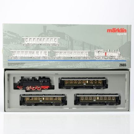 H0轨距，2665，DRG的BR 75型煤水车机车及3节客车，数字控制，原装纸盒，保存良好