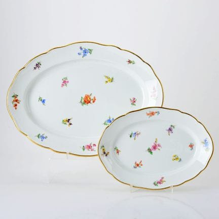 迈森，剑徽，I类，新型镂空造型，彩色散花彩绘，金边，B型约29或40.5厘米，球头剑，19世纪中叶至