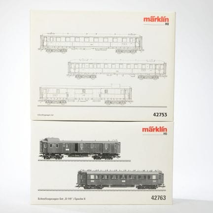 H0轨距，42753和42763，共5节车厢，原装纸盒，保存状况极佳