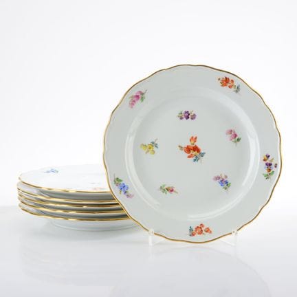 迈森，剑徽，I类，新型镂空造型，彩色散花彩绘，金边，D约21厘米，球头剑，19世纪中叶至1923年