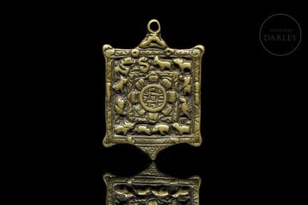 Tibetisches astrologisches Amulett (九宫) aus vergol