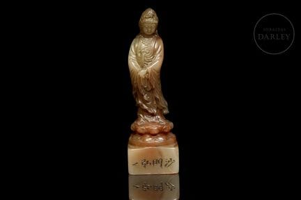A square-based seal from Shoushan with reddish and