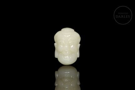 Aus erlesener weißer Hetian-Jade in der Farbe „fet