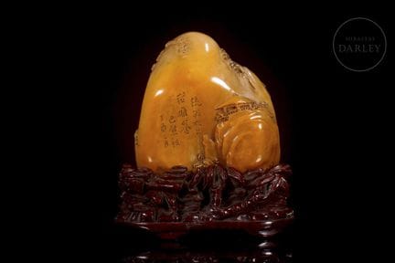 Schreibtischfigur, geschnitzt aus Shoushan-Stein d