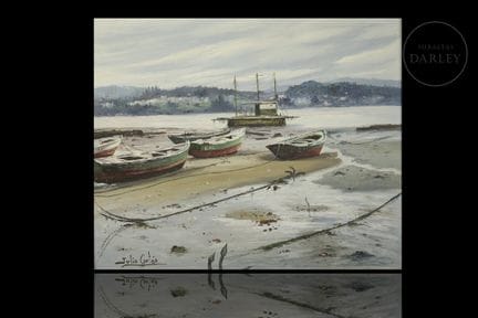 Ölgemälde auf Leinwand mit maritimem Motiv, das ei
