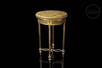 Table d'appoint en bronze doré avec plateau en mar
