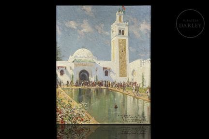 Öl auf Holz. Ein orientalistisches Gemälde von mak