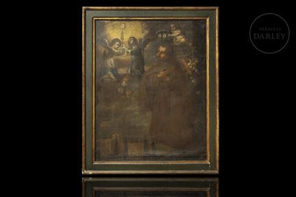 Olio su tela di grandi dimensioni raffigurante un 