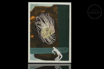 Mischtechnik und Collage auf Papier in narrativem 