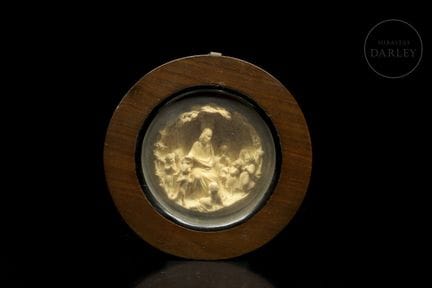 Aus Meerschaum (Sepiolith) geschnitztes Medaillon 