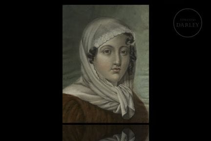 Pastell auf Papier. Spanische Schule des 19. Jahrh