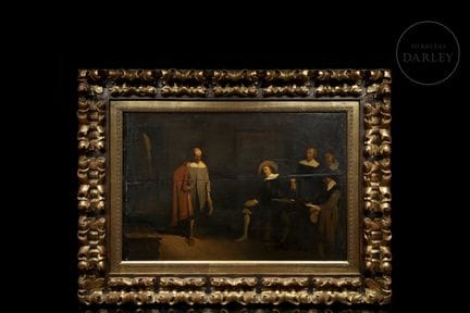 Olio su tavola a due pannelli rinforzata con incas