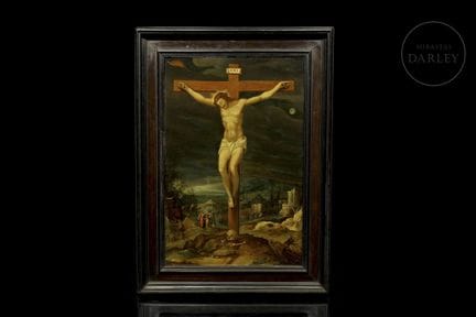 Olio su rame; minuziosa composizione devozionale d