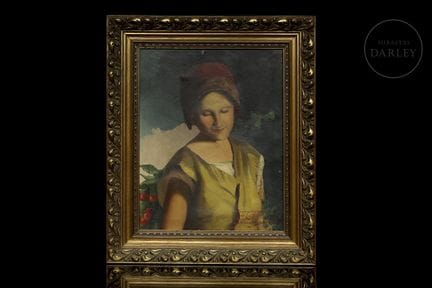 Ritratto costumbrista di una giovane contadina con