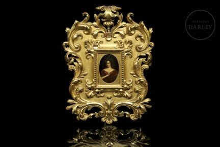 Olio su tavola o lamiera di forma ovale; delicata 
