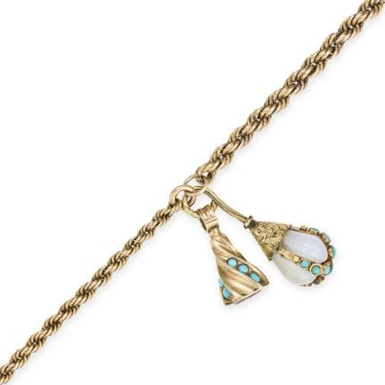 NO RESERVE - AN ANTIQUE TURQUOISE AND CHALCEDONY B