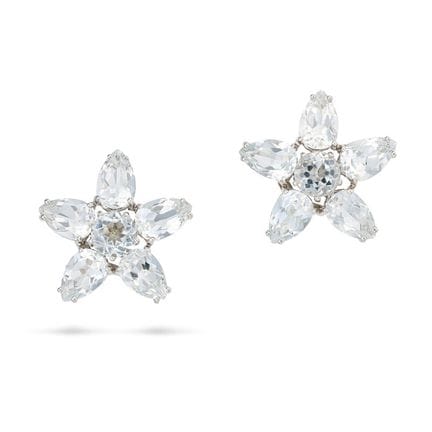NO RESERVE - MISH, A PAIR OF WHITE TOPAZ STAR CLIP