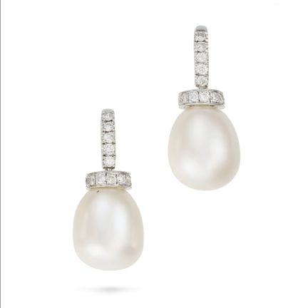 NO RESERVE - A PAIR OF PEARL AND DIAMOND DROP EARR