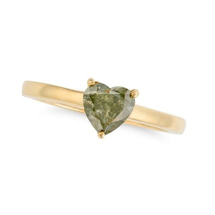 SANS PRIX DE DÉPART - BAGUE AVEC DIAMANT VERT EN F