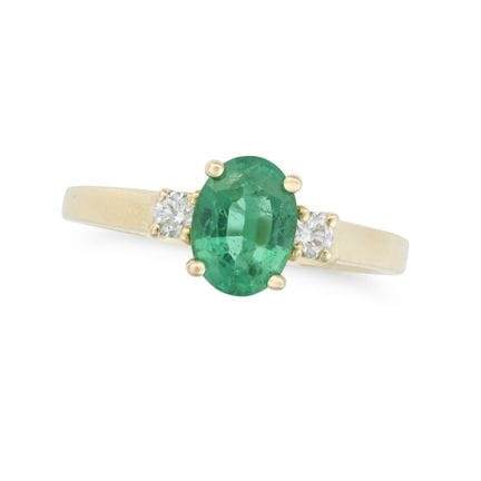 SANS PRIX DE DÉPART - BAGUE À TROIS PIERRES EN ÉME