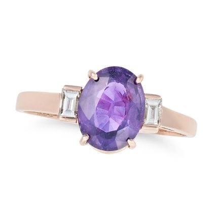 NO RESERVE - AN UNHEATEDPURPLE SAPPHIRE AND DIAMON
