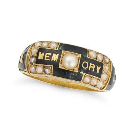 SANS PRIX DE RÉSERVE - BAGUE DE DEUIL VICTORIENNE 