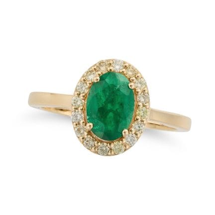 SANS PRIX DE DÉPART - BAGUE AVEC UNE ÉMERAUDE ET D