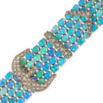 NO RESERVE - AN OPAL AND DIAMOND BELT BRACELET des