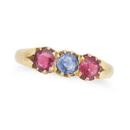 NO RESERVE - AN ANTIQUE SPINEL AND SAPPHIRE THREE 