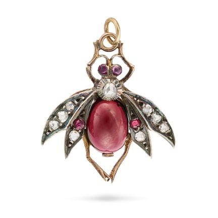 NO RESERVE - AN ANTIQUE GARNET, RUBY AND DIAMOND I