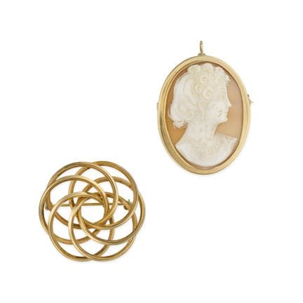 NO RESERVE - TWO VINTAGE BROOCHES comprising a she